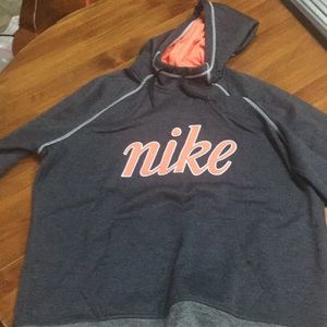 Grey Nike sweatshirt with pink/orange lettering